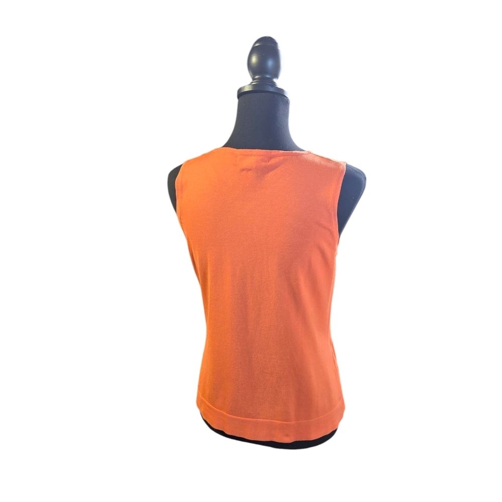 Orange Sleeveless Top August Silk Sz L - Picture 2 of 6